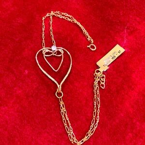 NWT 14k Gold Filled 2-Chain Bracelet w/Open Heart in the Center